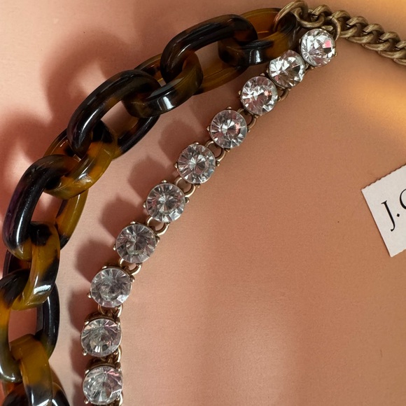 J. Crew Tortoise and Gold Crystal Necklace NWT - Picture 3 of 4
